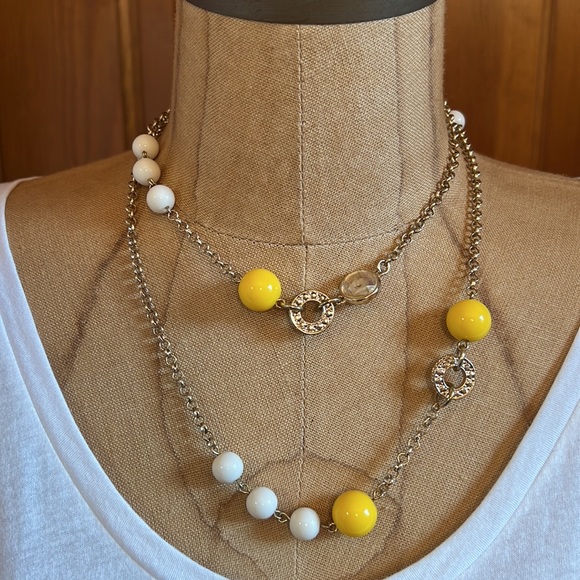 EUC Banana Republic Yellow/White/Gold Necklace - Adjustable 36” - Picture 3 of 12